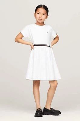 Tommy Hilfiger sukienka bawełniana dziecięca kolor biały mini rozkloszowana