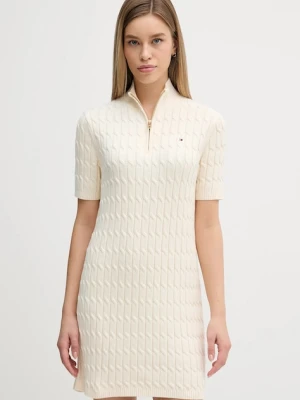 Tommy Hilfiger sukienka bawełniana kolor beżowy mini dopasowana WW0WW48444