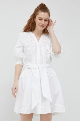 Tommy Hilfiger sukienka bawełniana kolor biały mini rozkloszowana