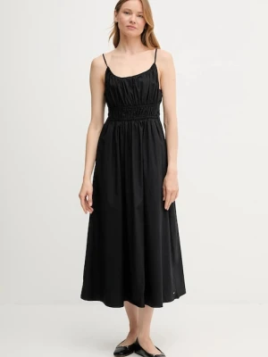 Tommy Hilfiger sukienka bawełniana kolor czarny midi rozkloszowana WW0WW45800
