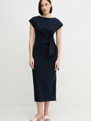 Tommy Hilfiger sukienka bawełniana kolor granatowy maxi prosta WW0WW45159