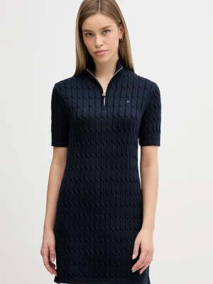 Tommy Hilfiger sukienka bawełniana kolor granatowy mini dopasowana WW0WW48444