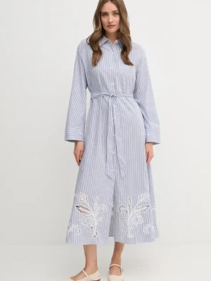 Tommy Hilfiger sukienka bawełniana kolor niebieski midi prosta WW0WW44660