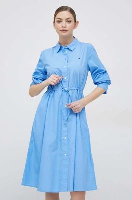 Tommy Hilfiger sukienka bawełniana kolor niebieski mini prosta
