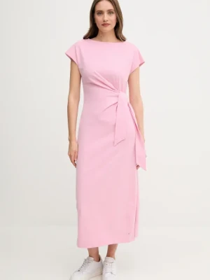 Tommy Hilfiger sukienka bawełniana kolor różowy maxi prosta WW0WW45159