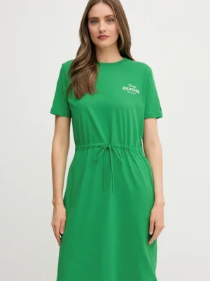 Tommy Hilfiger sukienka bawełniana kolor zielony mini prosta WW0WW45529