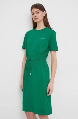Tommy Hilfiger sukienka bawełniana kolor zielony mini rozkloszowana WW0WW40734
