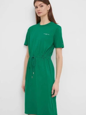 Tommy Hilfiger sukienka bawełniana kolor zielony mini rozkloszowana WW0WW40734
