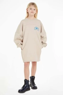 Tommy Hilfiger sukienka dziecięca kolor beżowy mini oversize