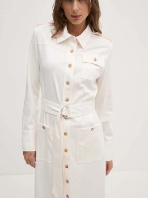 Tommy Hilfiger sukienka kolor beżowy midi dopasowana WW0WW42269