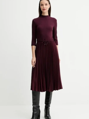 Tommy Hilfiger sukienka kolor bordowy midi rozkloszowana WW0WW46138