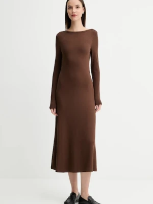Tommy Hilfiger sukienka kolor brązowy midi rozkloszowana WW0WW47066