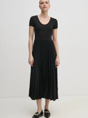 Tommy Hilfiger sukienka kolor czarny midi rozkloszowana WW0WW44618