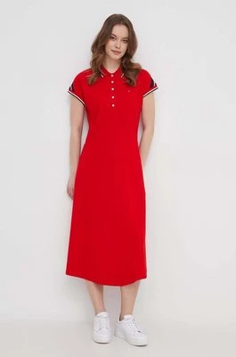 Tommy Hilfiger sukienka kolor czerwony midi rozkloszowana WW0WW41269