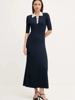 Tommy Hilfiger sukienka kolor granatowy maxi rozkloszowana WW0WW47216