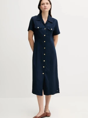 Tommy Hilfiger sukienka kolor granatowy midi prosta WW0WW45802