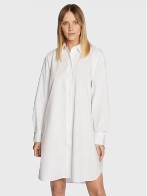 Tommy Hilfiger Sukienka koszulowa Solid WW0WW37102 Biały Oversize