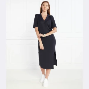 Tommy Hilfiger Sukienka OPEN POLO BLOUSSON SS | z dodatkiem jedwabiu
