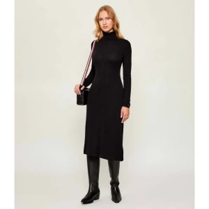 Tommy Hilfiger Sukienka RIB ROLL-NK | z dodatkiem jedwabiu