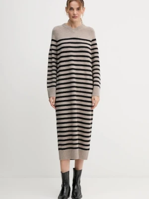 Tommy Hilfiger sukienka wełniana kolor beżowy midi oversize WW0WW46761