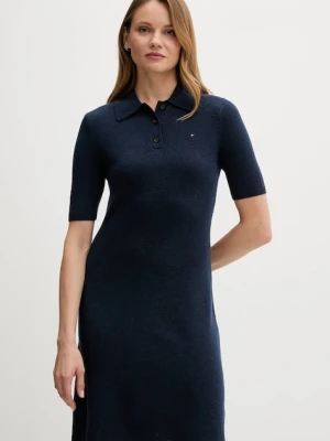 Tommy Hilfiger sukienka wełniana kolor granatowy mini rozkloszowana WW0WW46436