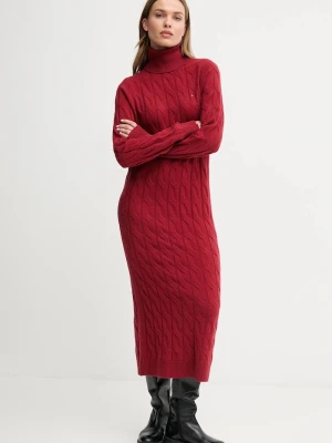 Tommy Hilfiger sukienka z dodatkiem wełny bordowy