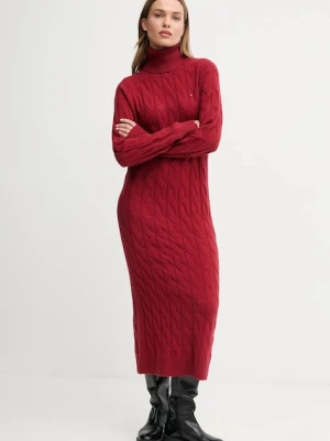 Tommy Hilfiger sukienka z dodatkiem wełny kolor bordowy maxi prosta WW0WW46429