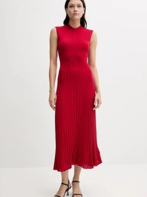 Tommy Hilfiger sukienka z domieszką jedwabiu kolor czerwony maxi rozkloszowana WW0WW45653