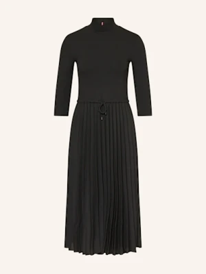 Tommy Hilfiger Sukienka Z Mieszanki Materiałów Z Rękawami 3/4 schwarz