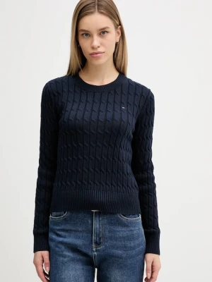Tommy Hilfiger sweter bawełniany damski kolor granatowy z półgolfem WW0WW47644