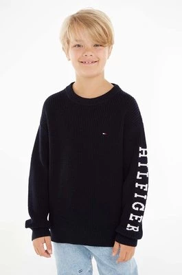Tommy Hilfiger sweter bawełniany dziecięcy kolor granatowy