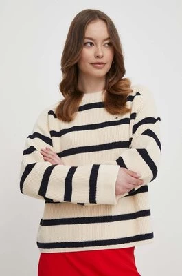 Tommy Hilfiger sweter bawełniany kolor beżowy ciepły WW0WW40751