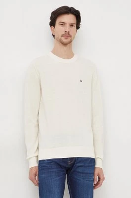 Tommy Hilfiger sweter bawełniany kolor beżowy lekki MW0MW33511