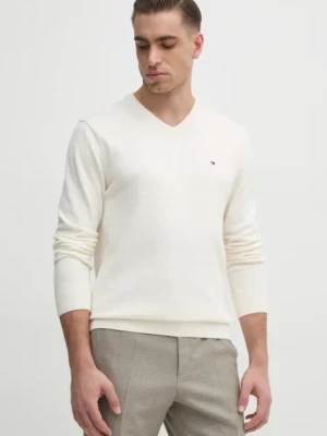 Tommy Hilfiger sweter bawełniany kolor beżowy lekki MW0MW14745