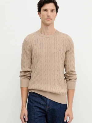 Tommy Hilfiger sweter bawełniany kolor beżowy lekki MW0MW33132