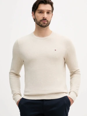 Tommy Hilfiger sweter bawełniany kolor beżowy lekki MW0MW36347