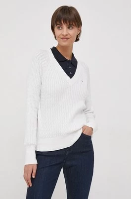 Tommy Hilfiger sweter bawełniany kolor biały WW0WW40674