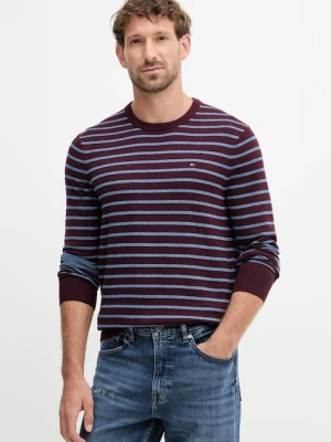 Tommy Hilfiger sweter bawełniany kolor bordowy lekki MW0MW39999