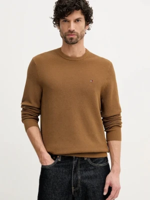Tommy Hilfiger sweter bawełniany kolor brązowy lekki MW0MW36347