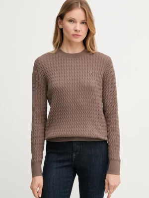 Tommy Hilfiger sweter bawełniany kolor brązowy lekki WW0WW44993