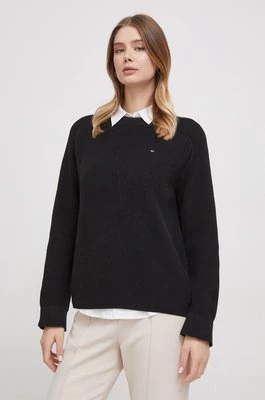 Tommy Hilfiger sweter bawełniany kolor czarny ciepły WW0WW40751