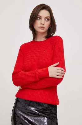 Tommy Hilfiger sweter bawełniany kolor czerwony lekki WW0WW41142