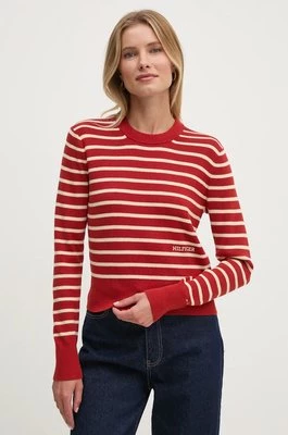 Tommy Hilfiger sweter bawełniany kolor czerwony lekki WW0WW43506