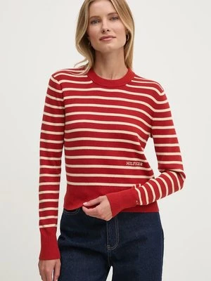 Tommy Hilfiger sweter bawełniany kolor czerwony lekki WW0WW43506