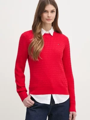 Tommy Hilfiger sweter bawełniany kolor czerwony lekki WW0WW44993