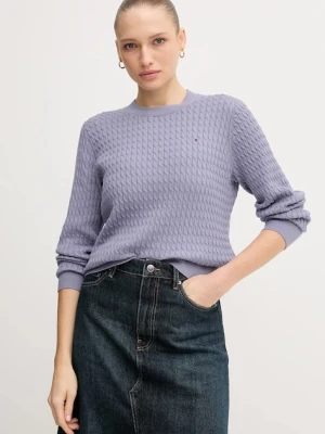 Tommy Hilfiger sweter bawełniany kolor fioletowy lekki WW0WW44993