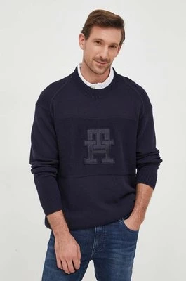 Tommy Hilfiger sweter bawełniany kolor granatowy lekki