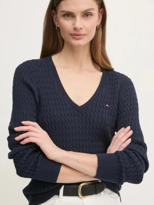 Tommy Hilfiger sweter bawełniany kolor granatowy lekki WW0WW44987