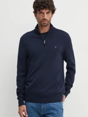 Tommy Hilfiger sweter bawełniany kolor granatowy lekki z półgolfem MW0MW37331