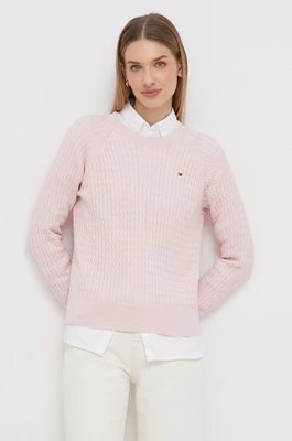 Tommy Hilfiger sweter bawełniany kolor różowy lekki WW0WW41142